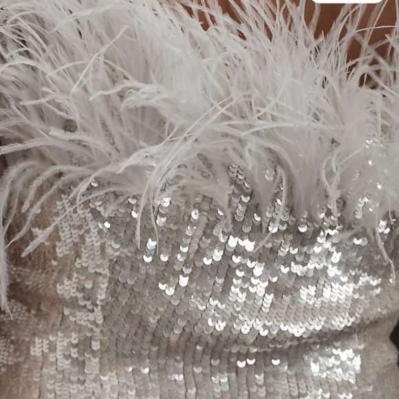 Audrey Adele Adelaide Feather & Sequin Mini Dress - Picture 6 of 11